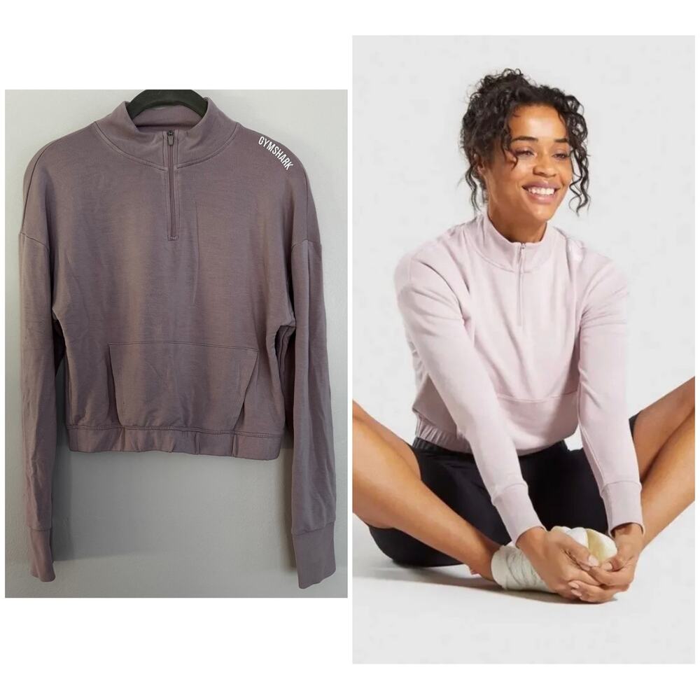 Gymshark Cropped Pullover Sweatshirt in a Mauve